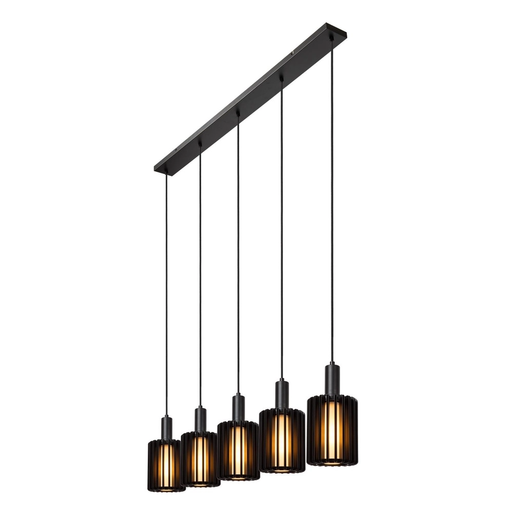 Lampe suspendue à 5 lumières Lambres Noir droit Lucide 5411212452962