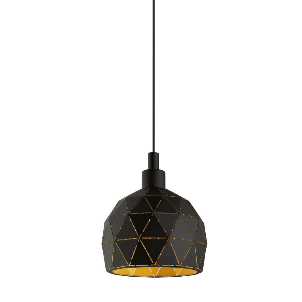 Lampe à suspension design Roccaforte Ø 17cm noir avec or Lampe à suspension design Roccaforte Ø 17cm noir avec or