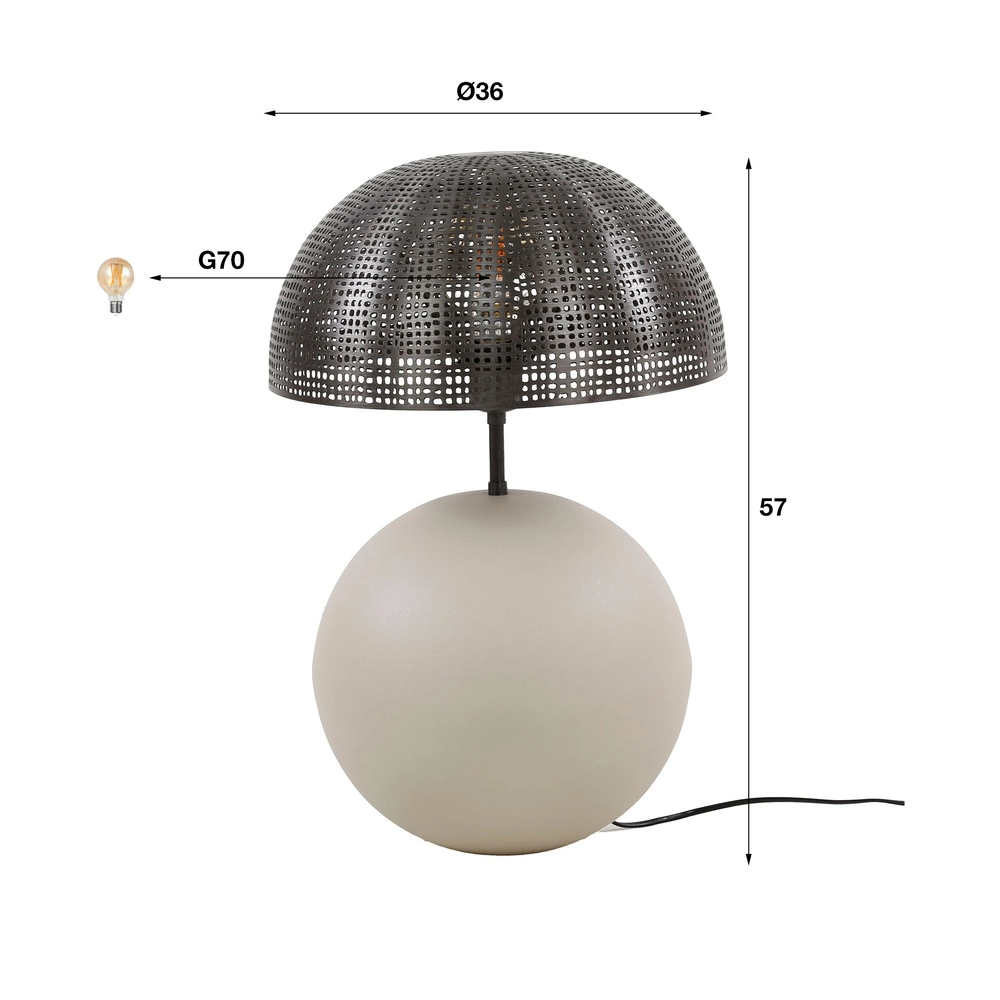 Lampe de table moderne Sphere avec base beige - Ø 36cm Lyora 8716803511521