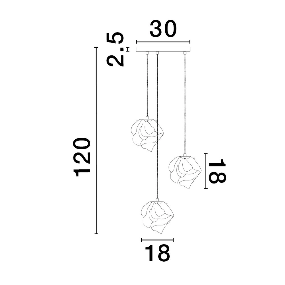 Suspension Odelle Or 3 lumières avec verre ambré Lyora 5212017434395