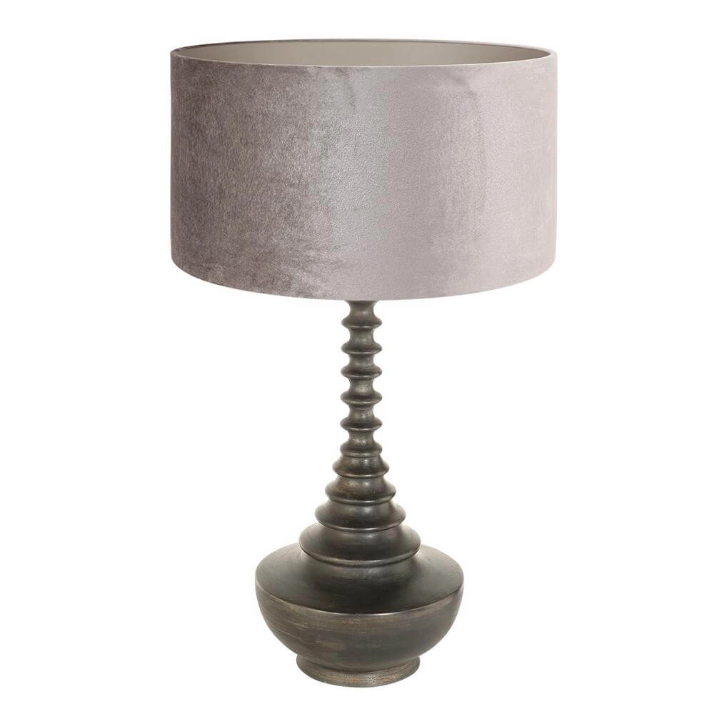 Lampe de table unique Bois avec capuchon argenté