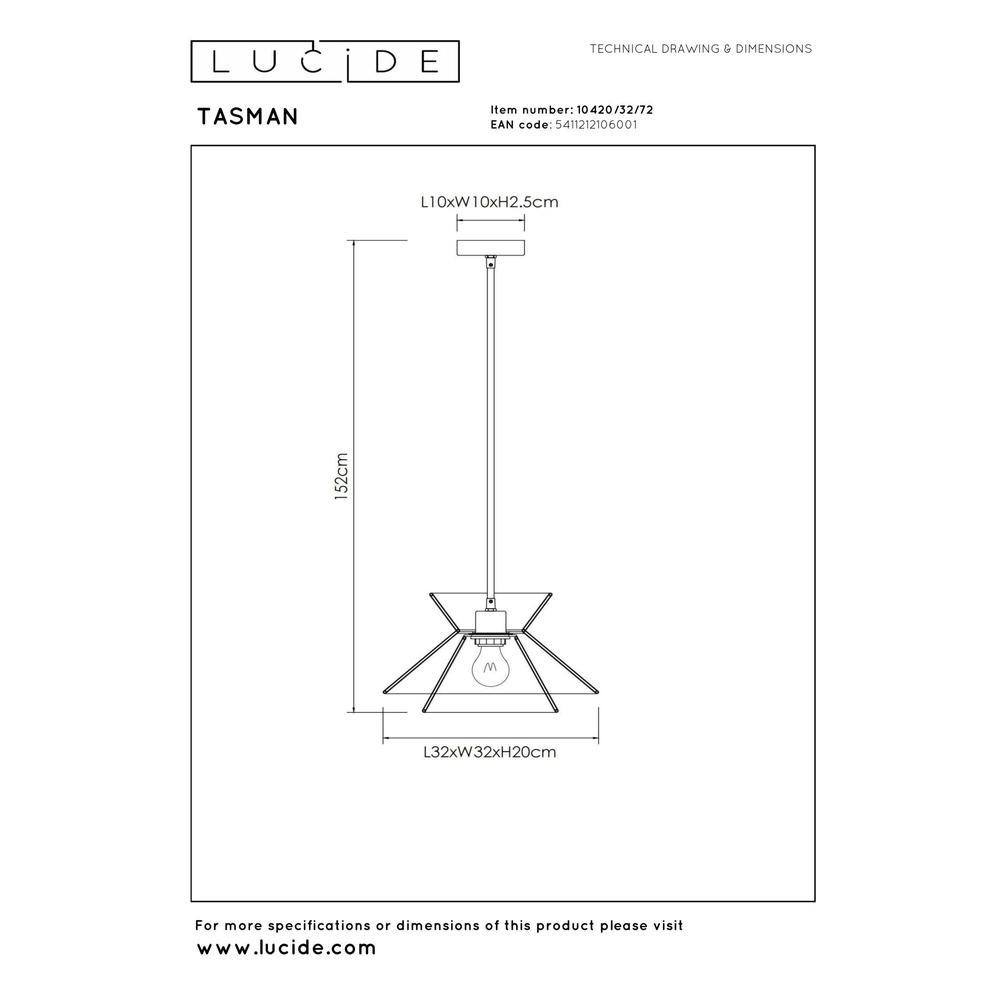 Lampe suspendue Tasman Rotin Lucide 5411212106001