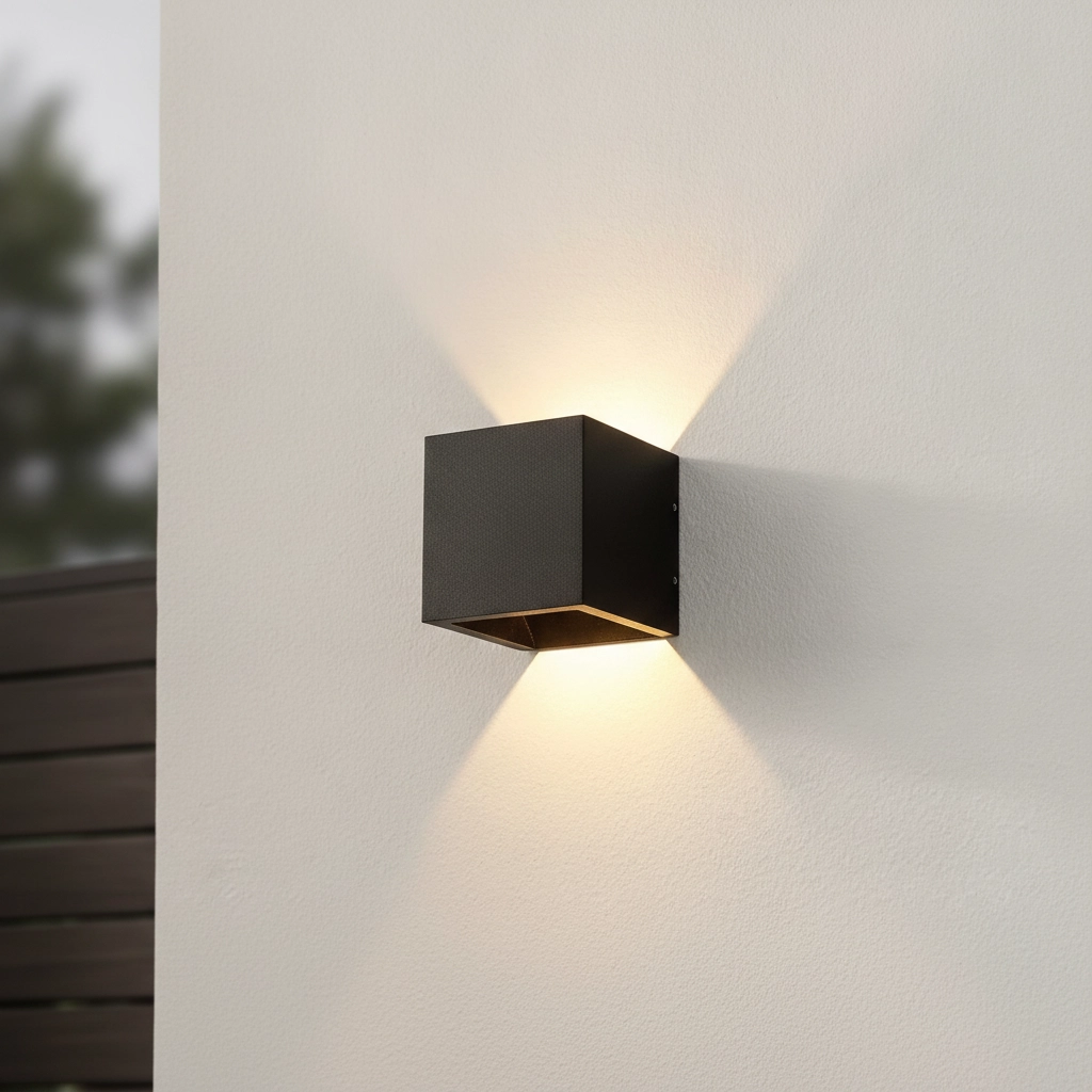 Lampe extérieure de haut en bas Cube 10 cm - noir