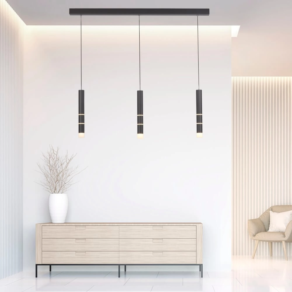 Lampe suspendue noire Pure Vega 3 lumières Paul Neuhaus 4012248357576