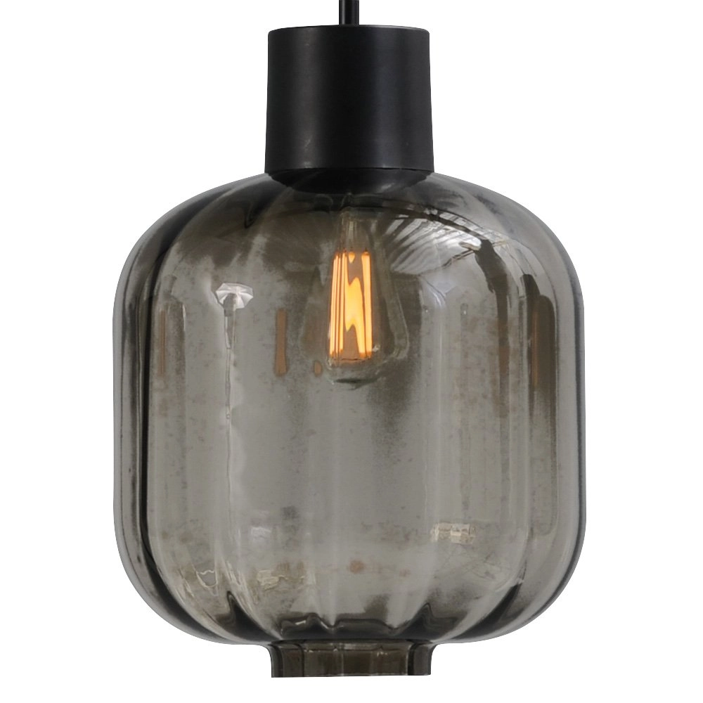 Lampe de salle à manger Lett lll 28 3 lumières noir avec verre fumé Masterlight 8718121181547