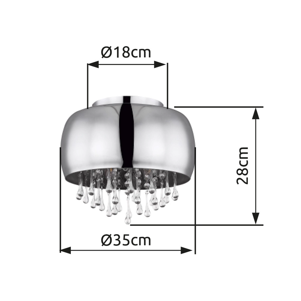 Lampe de plafond Kalla Ø 35cm chromé Globo 9007371388707
