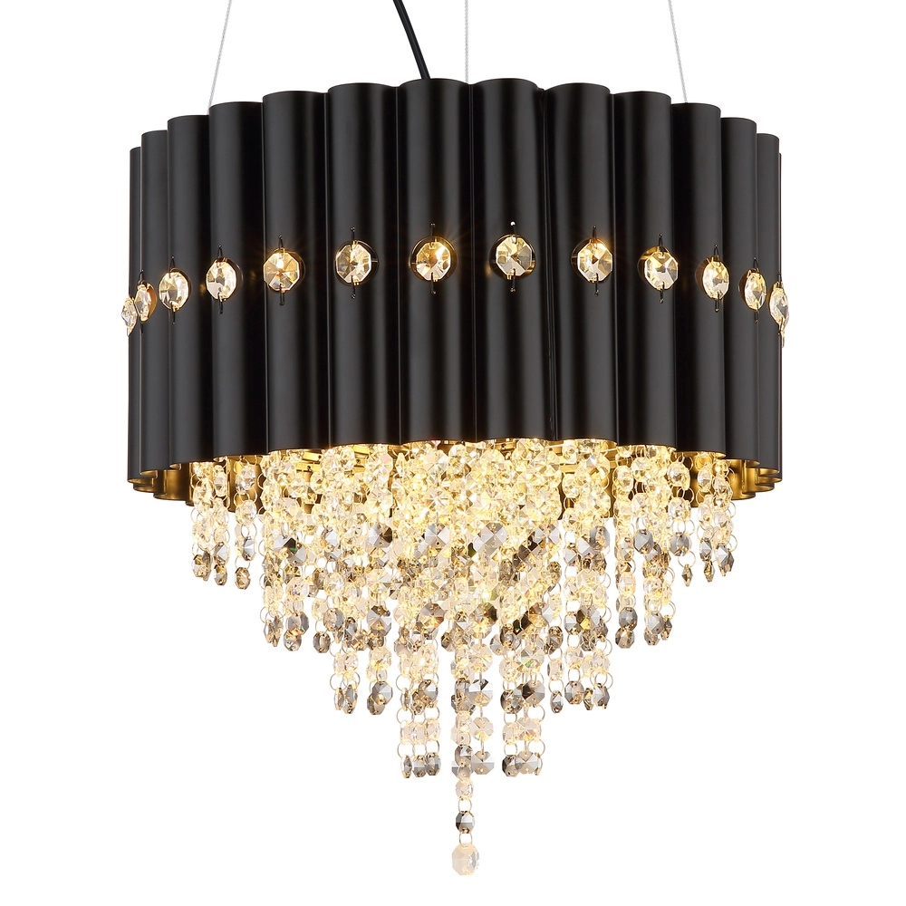 Lampe suspendue Eleos noir avec du cristal Globo 9007371528431