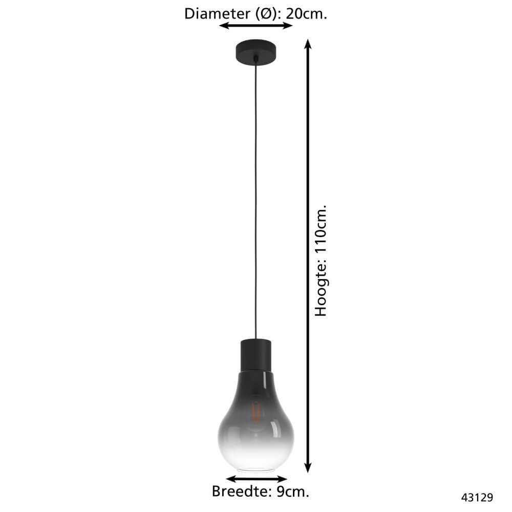 Lampe à suspension en verre fumé Chasely Ø 20 cm Eglo 9002759431297