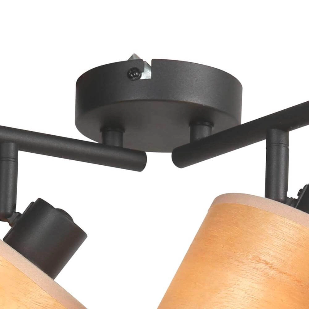 Plafonnier Bambus Noir avec bambou 4 lumières Steinhauer 8712746171433