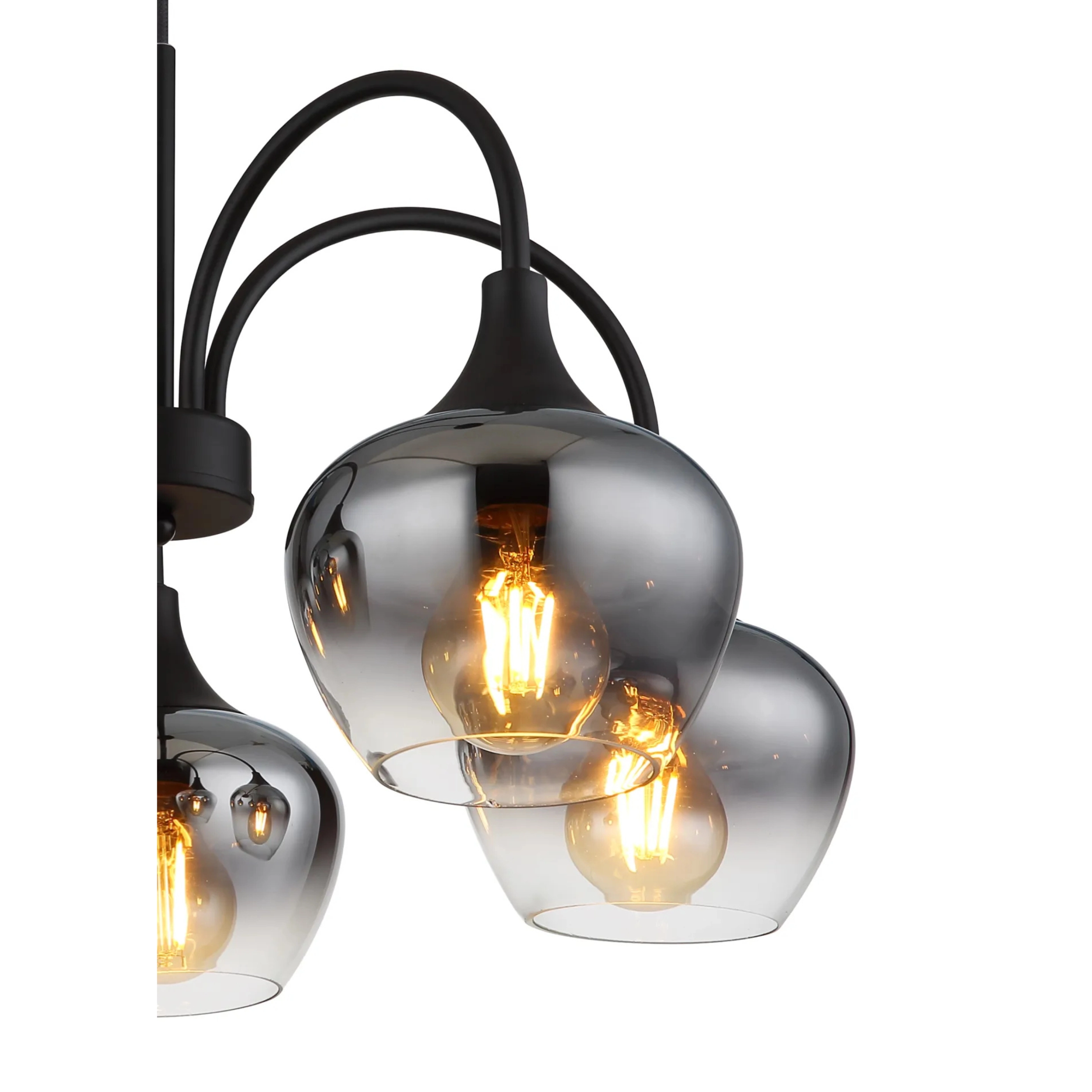 Suspension 5 lumières Maxy noir avec verre fumé Globo 9007371474189