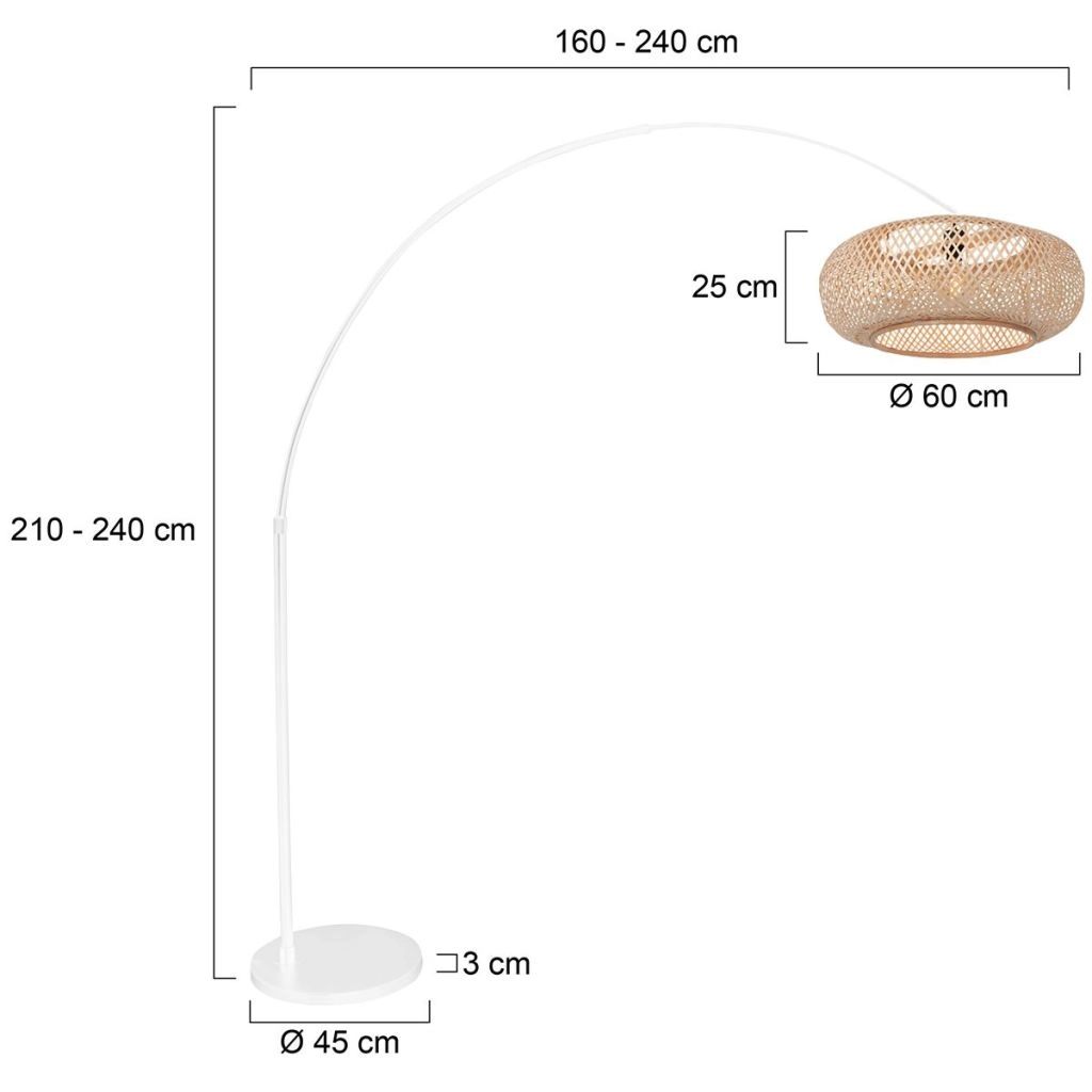 Lampe à arc blanc Maze Naturel avec capuche en rotin Steinhauer 8712746185812