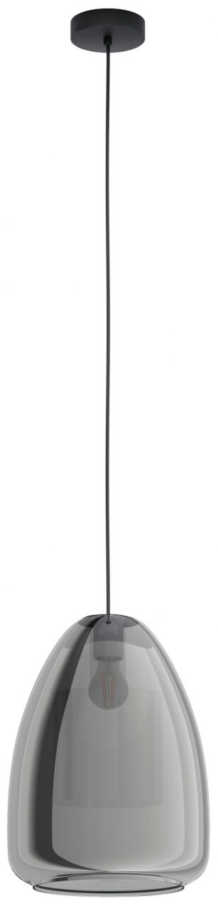 Lampe à suspension en verre Chelvey noir avec verre fumé