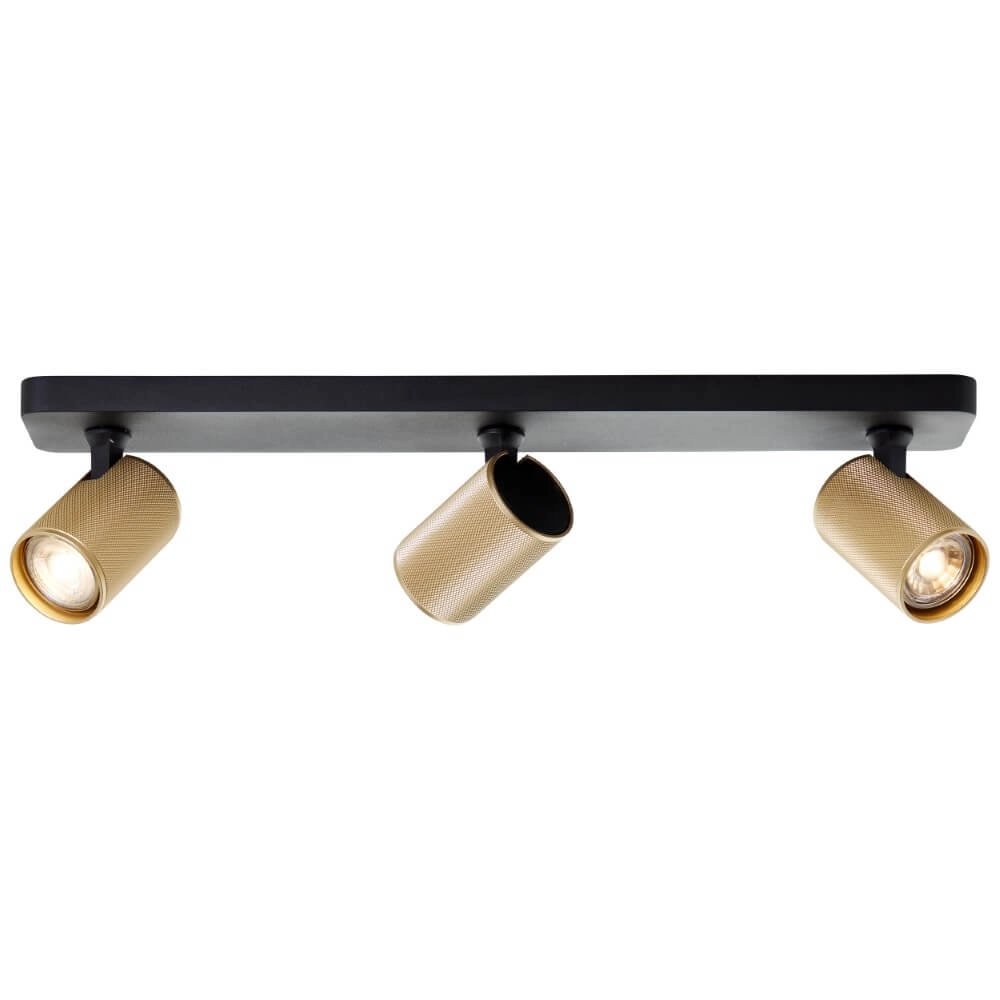 Spot en saillie 3 lumières Marty noir avec de l'or Spot en saillie 3 lumières Marty noir avec de l'or