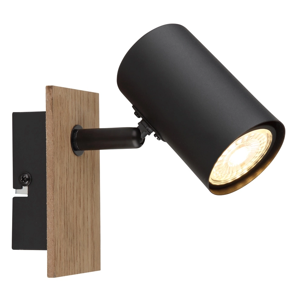 Lampe murale Linca noir avec bois