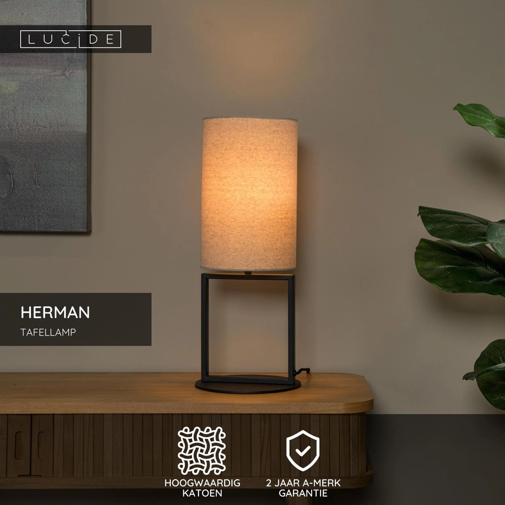 Lampe de table Herman brun sable Lucide 5411212303394