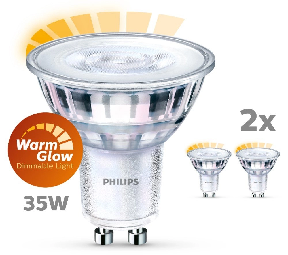 2,6W - GU10 - 2200-2700K - 230 lumen lot de 2 Philips 8718699776398