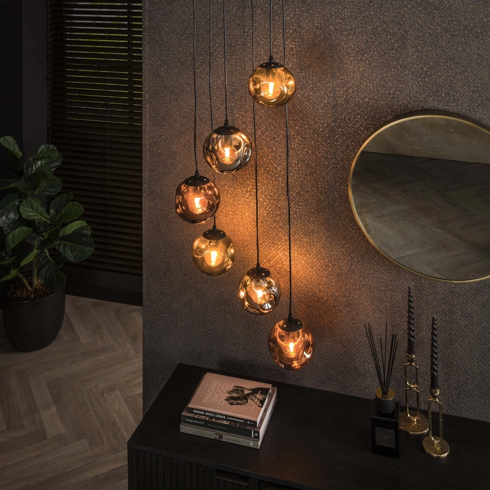 Lampe suspendue en verre Stellar 6 feux - Ø 15cm