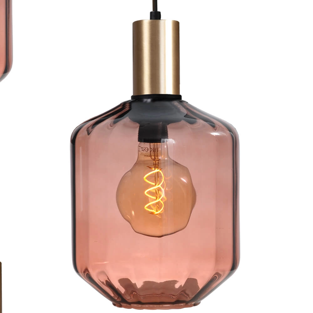 Suspension loft 3 lumières - or - Porto avec lunettes rouges Jagger - Ø 24cm Masterlight 8718121270838