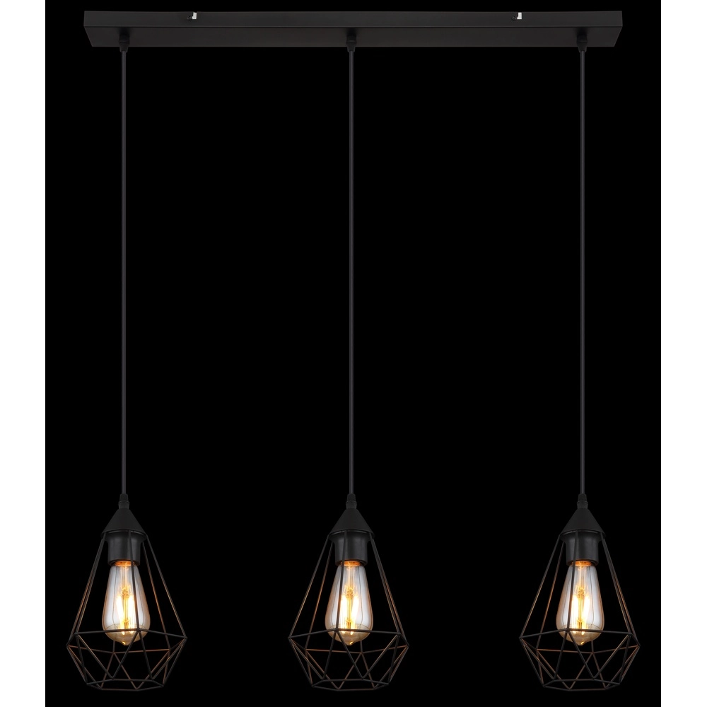 Lampe pendante à 3 lampes Zachary Noir Globo 9007371447909