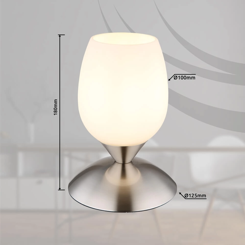 Lampe de table Kuwaita nickel avec verre blanc Globo 9007371446988