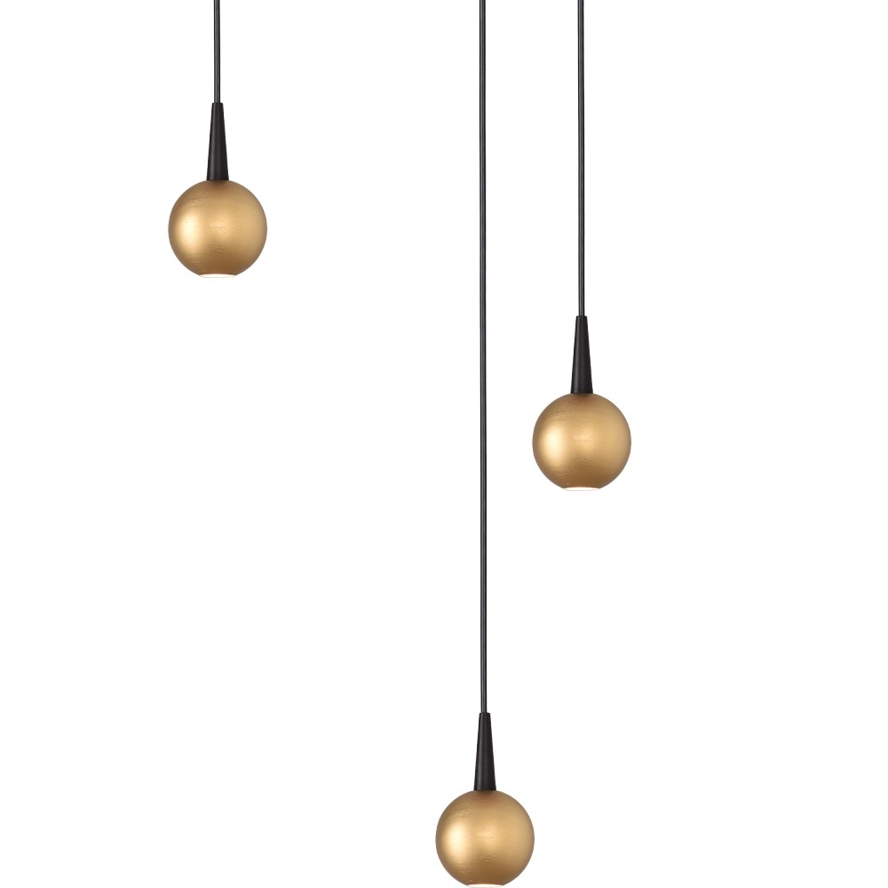 Lampe pendante à 3 lampes Talana noir avec or Ø 17cm DTW Masterlight 8718121348629