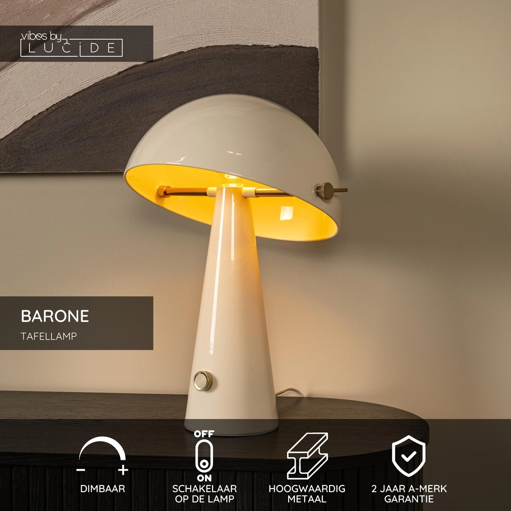 Lampe de table Barone taupe Ø 38cm Lucide Vibes 5411212650115