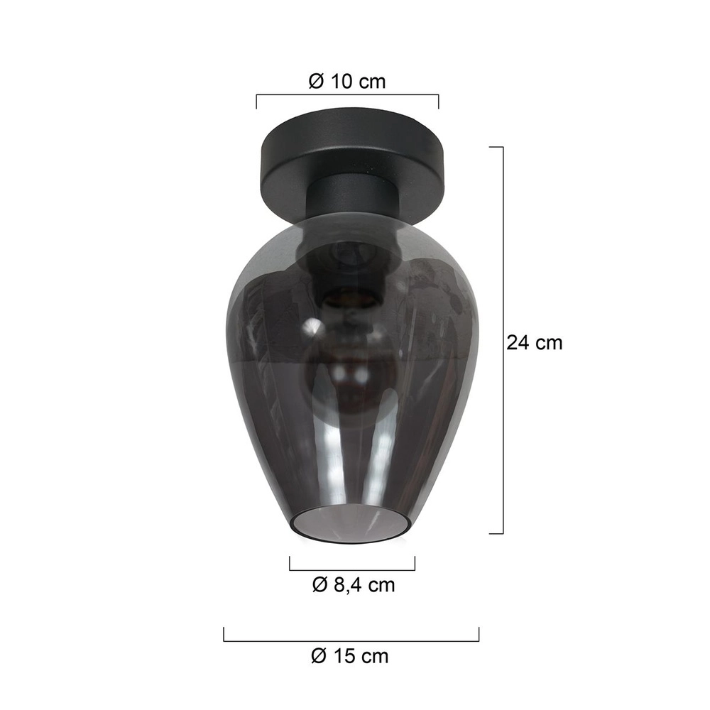 Plafonnier Bloeba verre fumé Ø 15cm Steinhauer 8712746181074