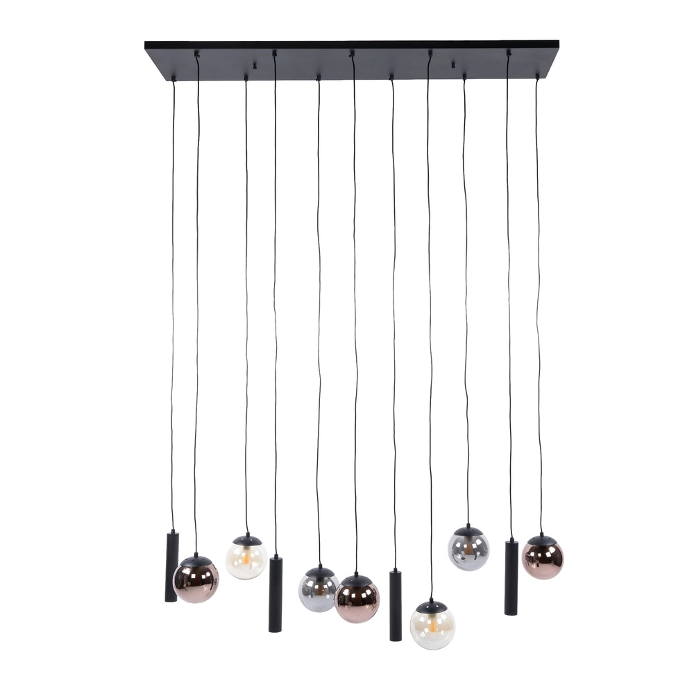 Conception de la lampe suspendue Orb 11 lumières noires Lyora 8716803514966