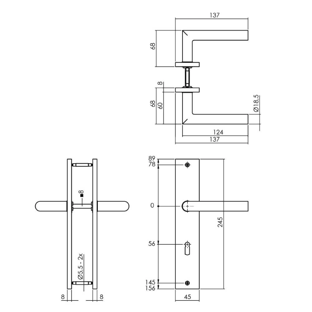 Poignée Bastian Trou de serrure 56mm anthracite Intersteel 8714186555781