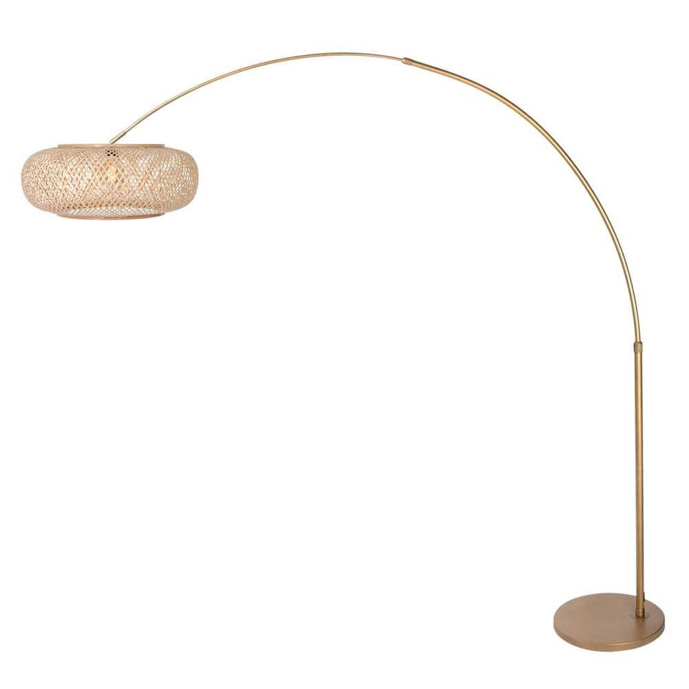 Lampe à arc Sparkled Light bronze avec abat-jour en bambou Ø 45cm Steinhauer 8712746179903