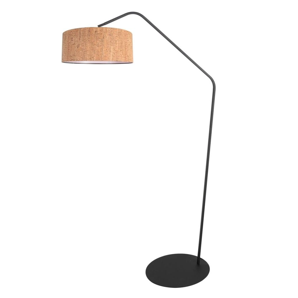 Lampe sur pied noire Zig-Zag avec un chapeau en liège de 50 cm Ø Steinhauer 8712746180428
