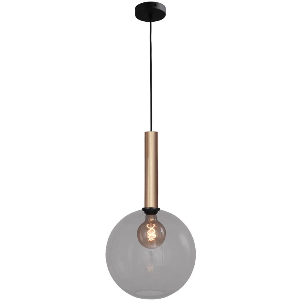 Lampe suspendue Ø 30cm Bella 2 Laiton doré avec verre fumé