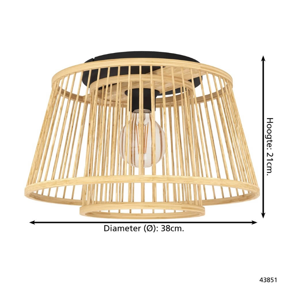 Plafonnier en bois Hykeham Ø 38 cm Eglo 9002759438517