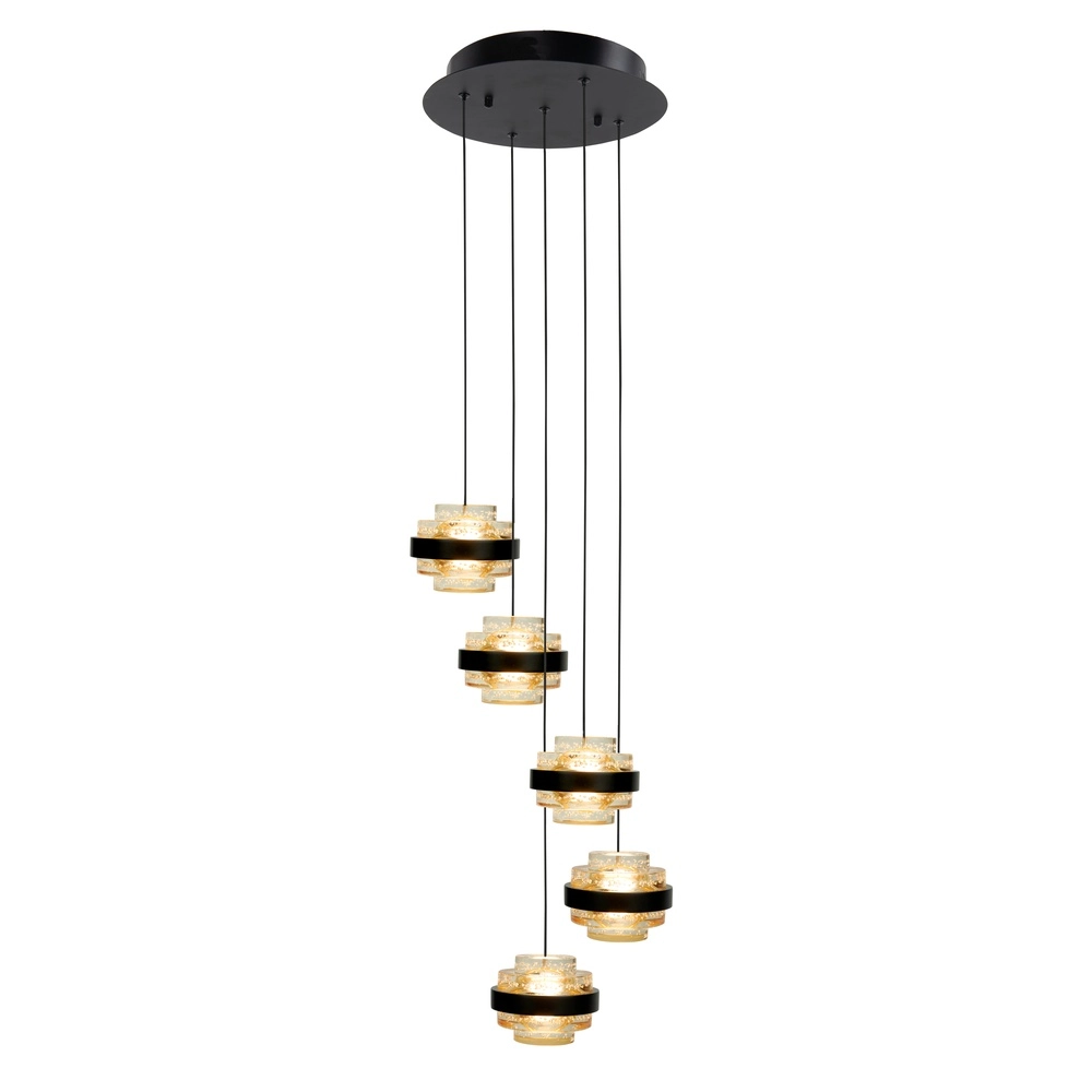 Suspension Dynasty Verre ambré noir à 3 lumières Suspension Dynasty Verre ambré noir à 3 lumières