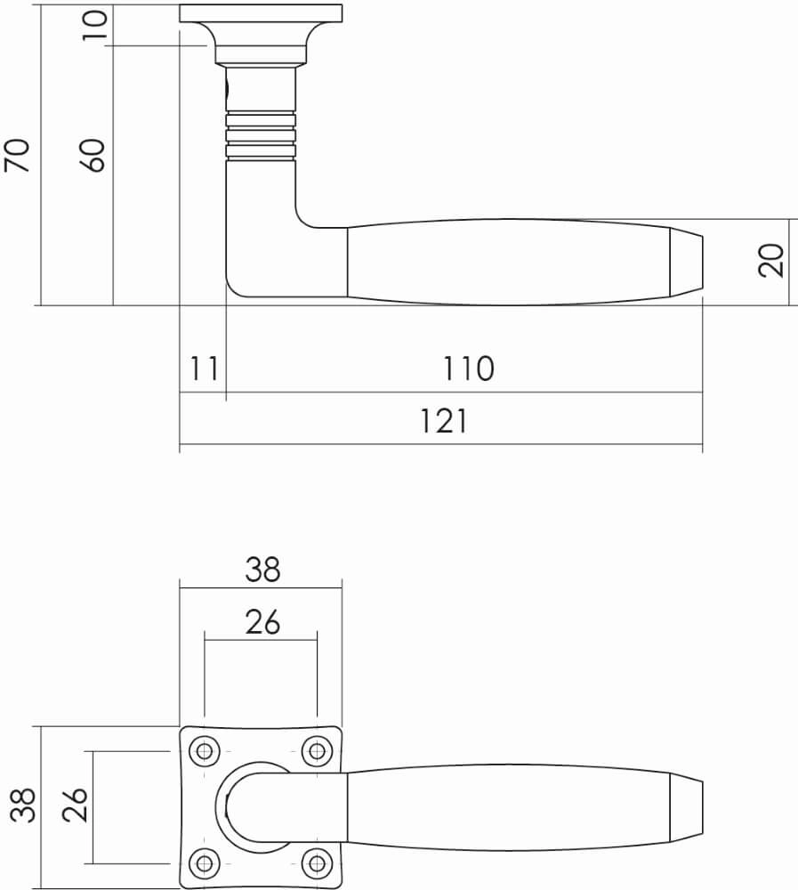Poignée de porte des années 30 Ton Basic nickel mat Intersteel 8714186711408