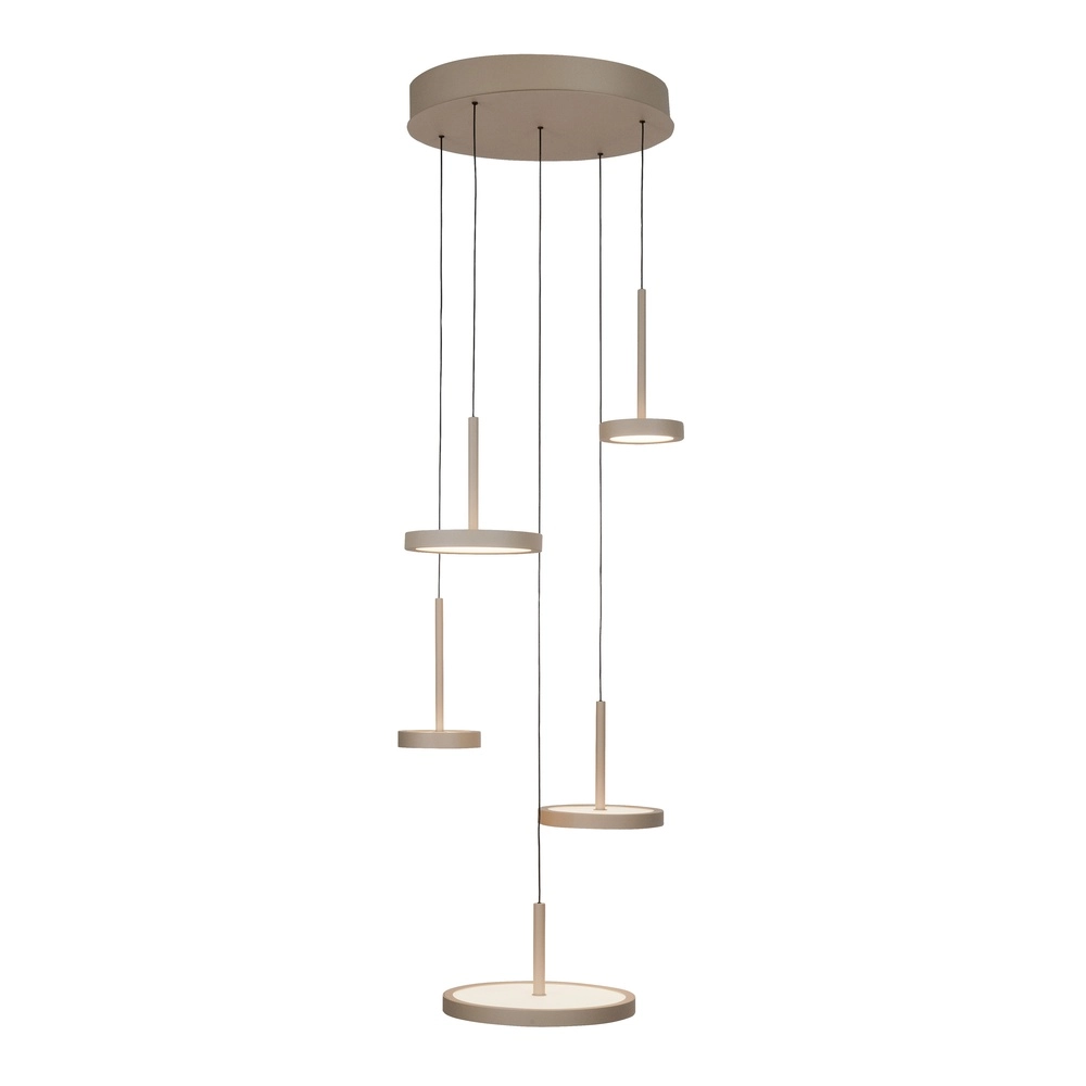 Lampe suspendue élégante Falcon Rond 5 - brun sable clair