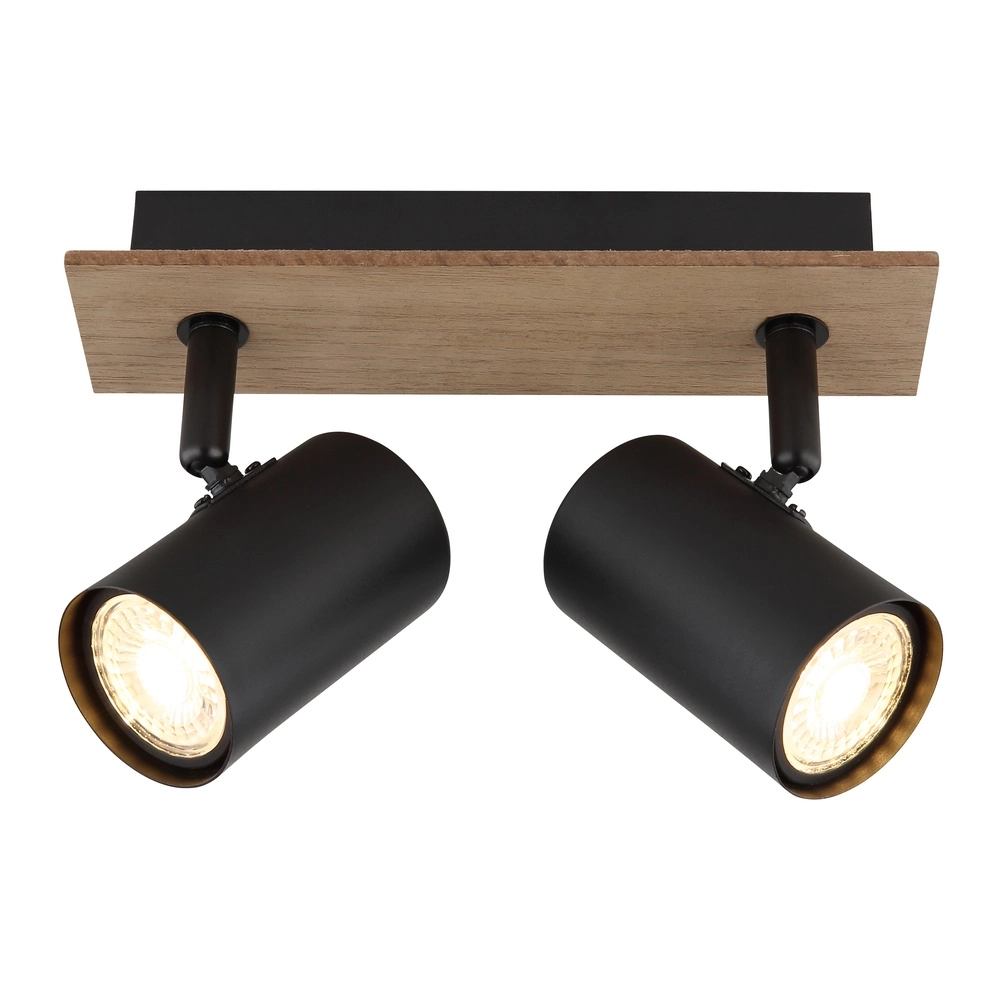 Lampe de plafond Linca 2-noir clair avec bois Globo 9007371452941