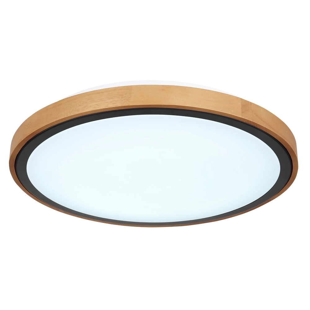 Lampe de plafond Bruno Ø 43,7 noir avec bois Globo 9007371436484