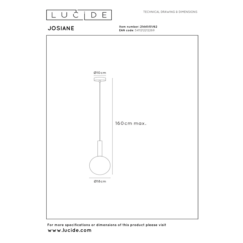 Lampe pendante Josiane noir avec or Lucide Vibes 5411212212269