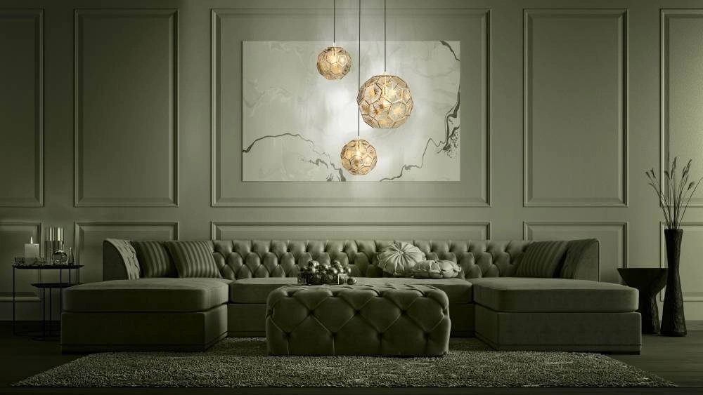 Lampe suspendue dorée Skoura loft - 3 lumières Stars of Light 9002759397586