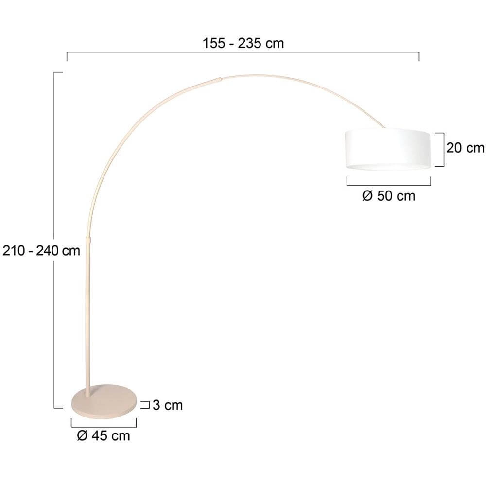 Lampe à arc Sparkled Light crème avec abat-jour blanc Ø 50cm Steinhauer 8712746179972