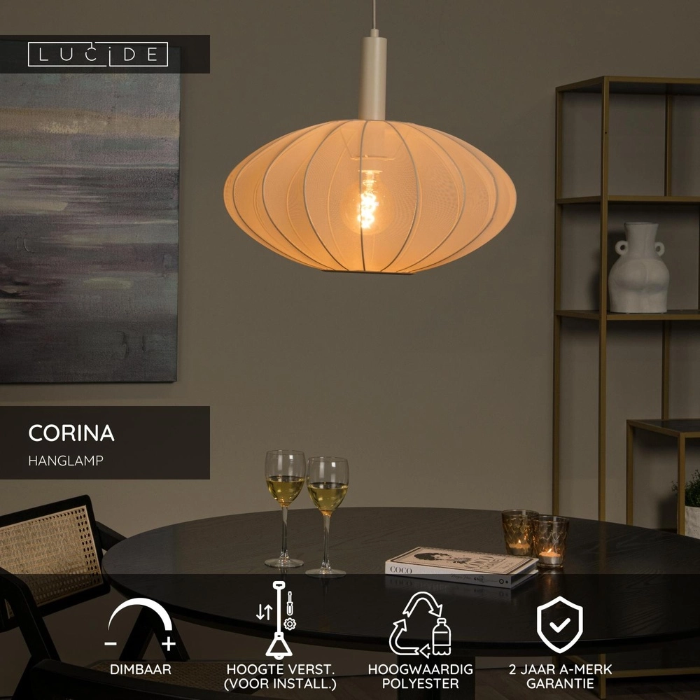 Lampe suspendue Corina brun sable Ø 50cm Lucide 5411212032010