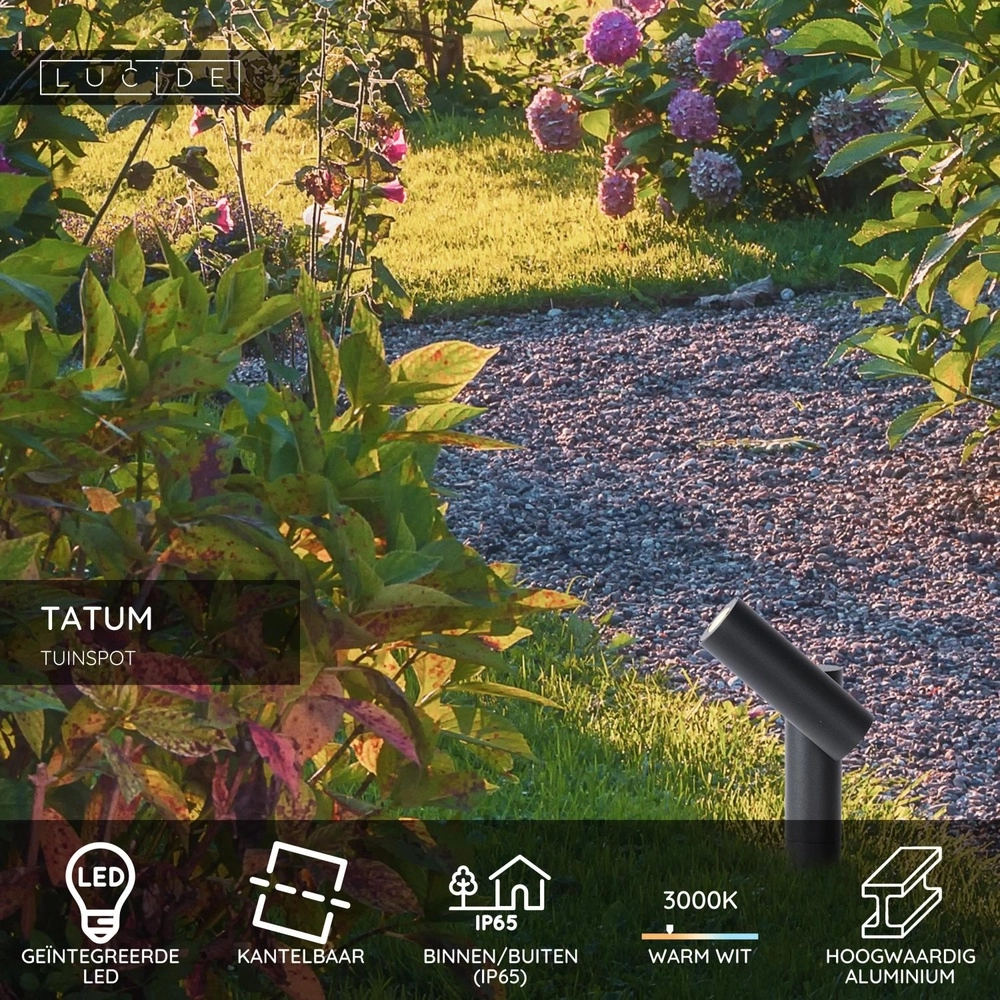 Emplacement de pointe de jardin Tatum anthracite Lucide 5411212271662