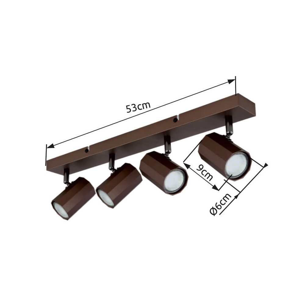 Plafonnier en bronze James 4 lumières Globo 9007371456888