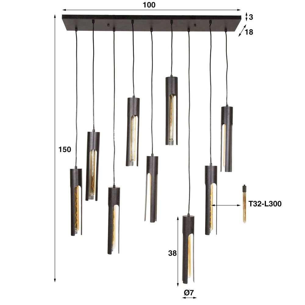 Suspension 9L Tube noir - E27 Lyora 8716803511361