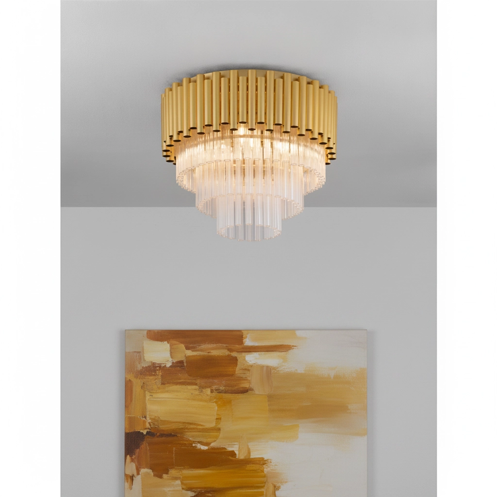Plafonnier Magnolia or avec cristal Ø 40cm