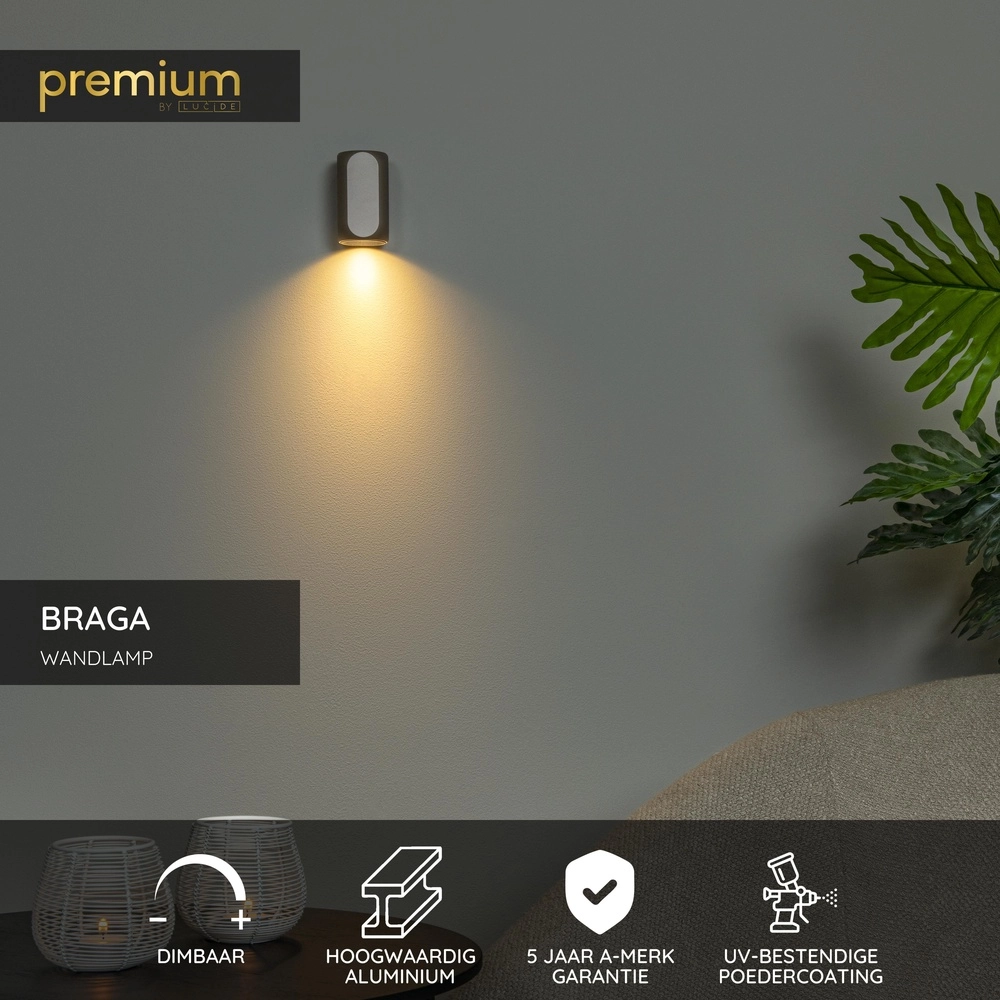 Spot du mur de champagne Braga Down - 1x GU10 Premium by Lucide 5411212234360