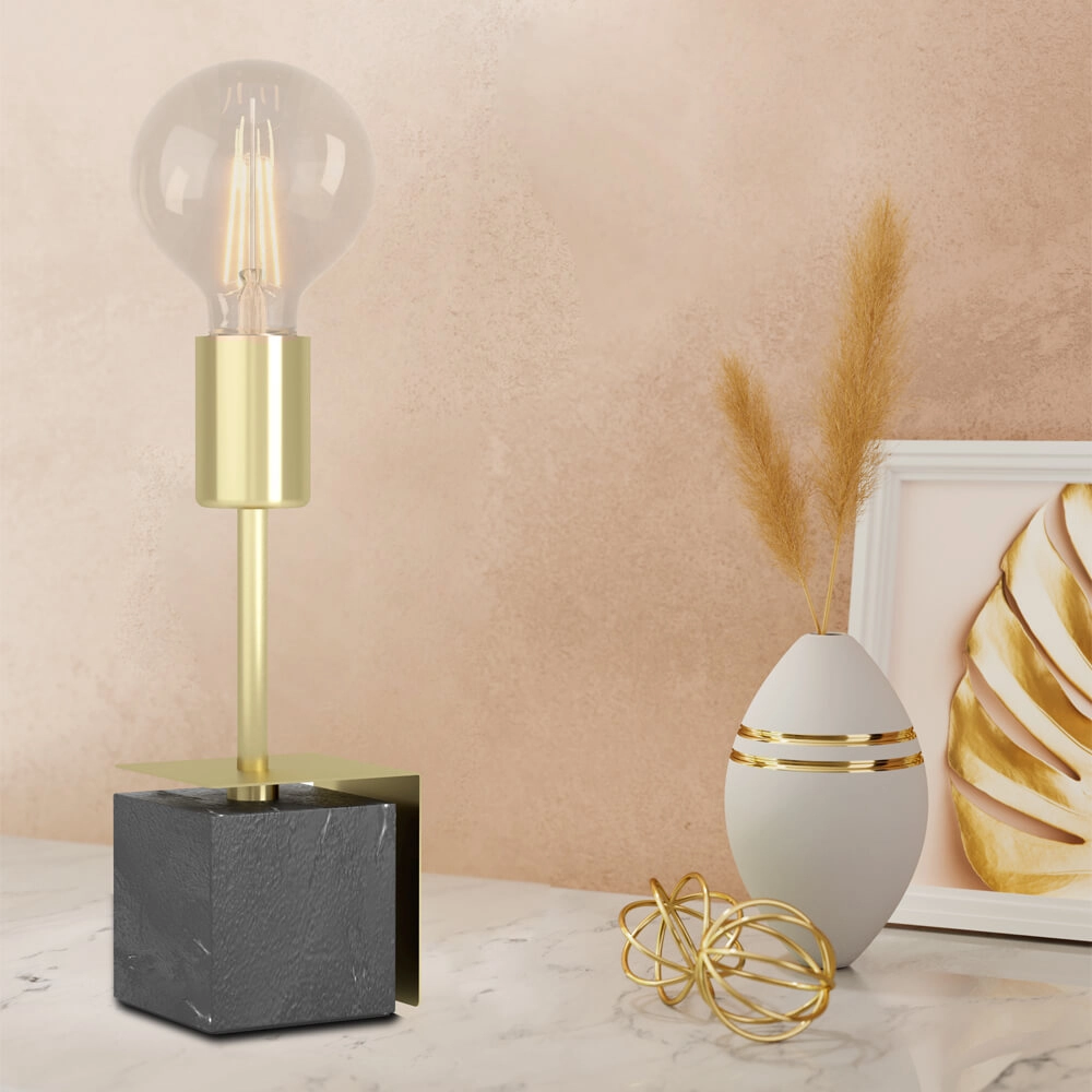 Lampe de table dorée Carmita avec socle en marbre Stars of Light 9008606240470