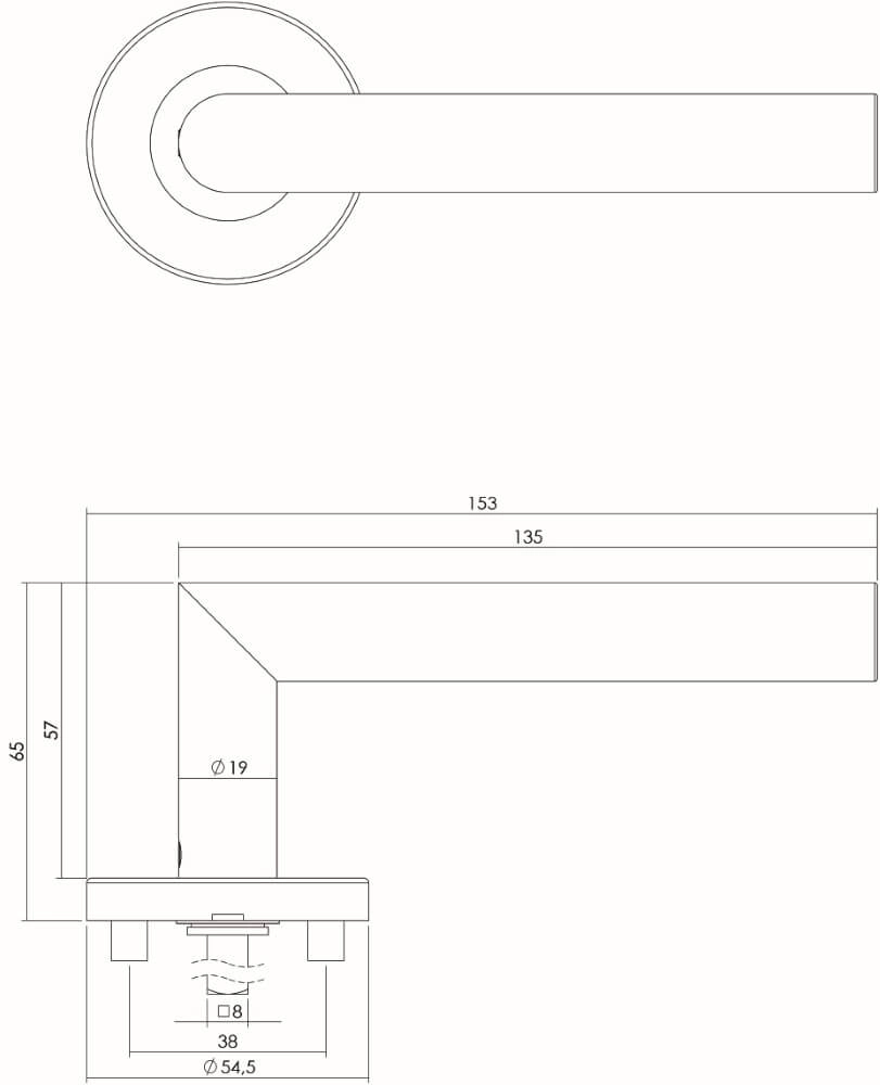 Poignée Hoek 90 rosace en acier inoxydable EN1906/4 Intersteel 8714186142325