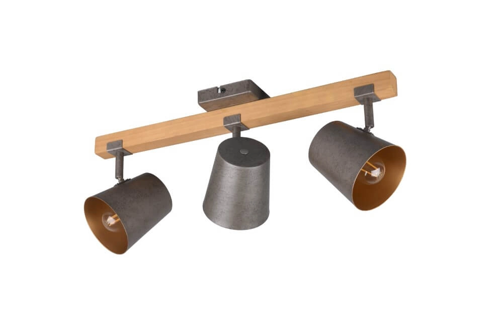 Place Bell Gris antique 3 lumières avec bois Place Bell Gris antique 3 lumières avec bois